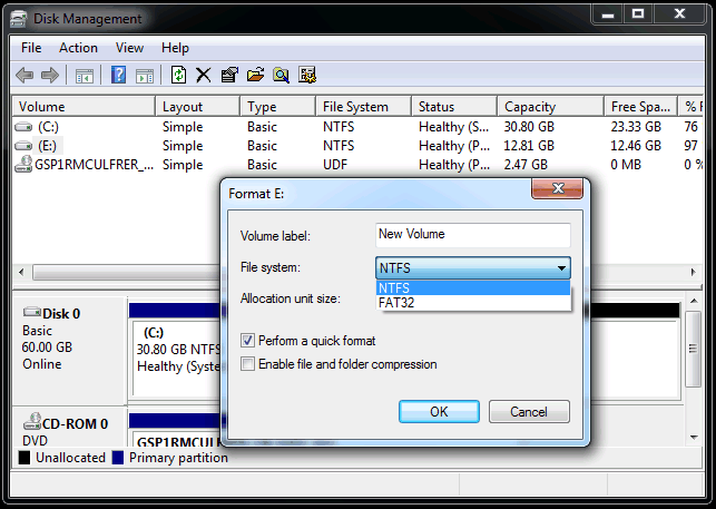 Disk Management Vista Format Hard Drive